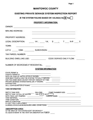 Septic Tank Inspection Form PDF Fill Out and Sign Printable PDF
