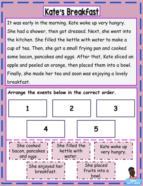 Sequencing Worksheet For Grade 2