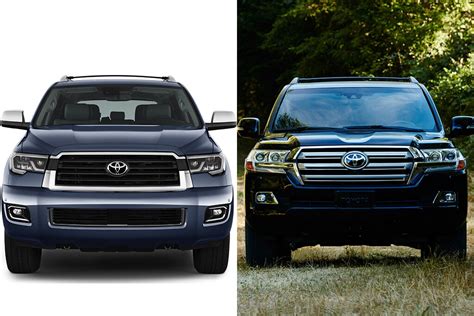The Sequoia uses a 6-speed automatic, while the Land Cruiser uses an 8-speed. This is hardly for the sake of fuel-economy, though, as the Land Cruiser makes a marginally-better 13 miles per gallon city, 18 mpg highway, and 15 mpg overall to the 4-wheel drive Sequoia's 13 mpg city/17 mpg hwy/14 mpg combined. The Land Cruiser offers slightly .... 