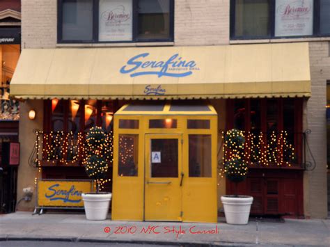 Serafina new york. Private party facilities. We have a wonderful private dining room that seats up to 55 people. It is equipped with a Private bathroom, sound system , and TV that can easily be connected to a computer or dvd player. Private party contact. Nick Granato: (212) 702-9898. Location. 33 East 61st Street, New York, NY 10065. Neighbourhood. 