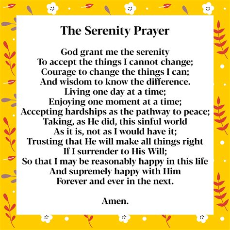 Serenity prayer prayer. Amen. Shortened Version Of The Serenity Prayer. God grant us the serenity to accept the things we cannot change, the courage to change the things we can, and the wisdom to know the difference. What … 