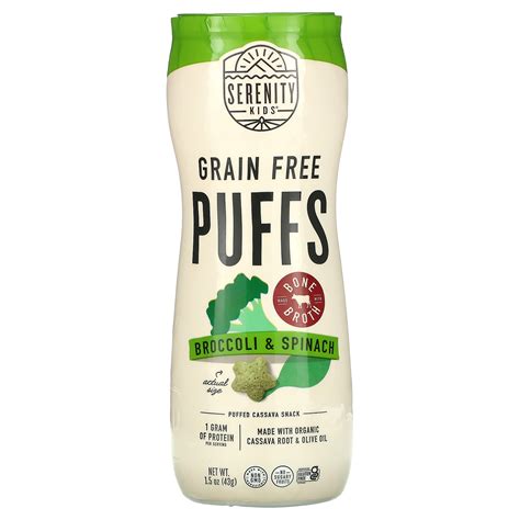 Serenity puffs. Feb 11, 2023 ... Serenity Kids recommends their grain-free puffs for babies ages 6 months and older. Their puffs are made with grain-free cassava flour, which is ... 