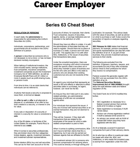 Series 63 cheatsheet 2023 Reduce your study time effectively