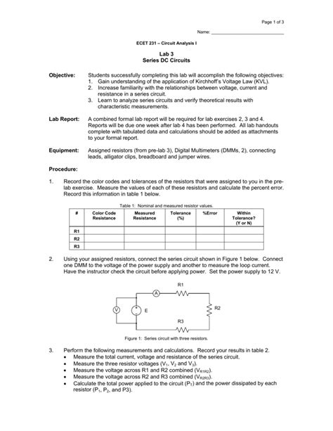 Series Circuit Lab Answer Key