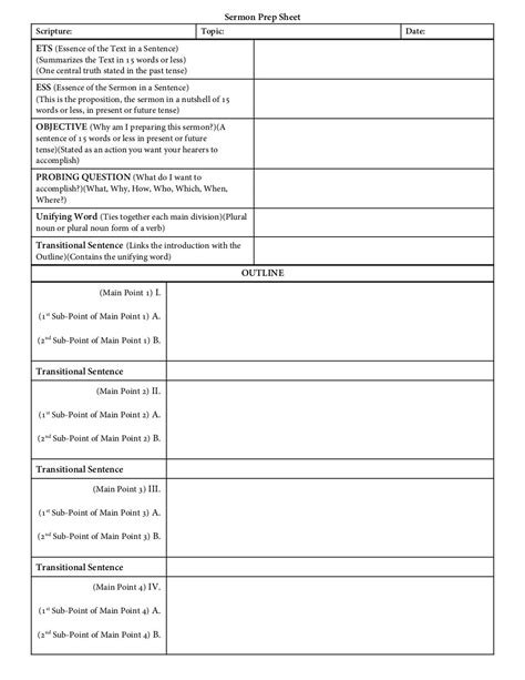 Sermon Preparation Form