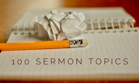 Sermon topics. Welcome to Sermon Ideas. When you need a sermon idea quickly because you are pushed for time, that's where we come in handy. Get a quick thought, dependable research and powerful closing material to jump start your preparation. 
