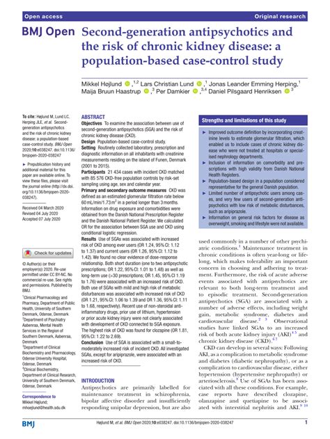 Seroquel and kidney disease.  Population-based case-control study.  4).  Oral and injectable a...