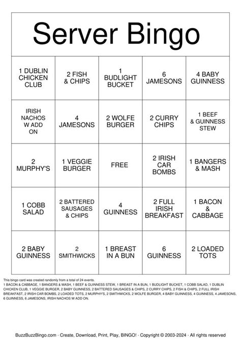 Server Bingo!!!! Bingo Card