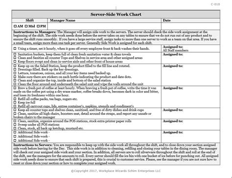 Server Side Work Chart Workplace Wizards Restaurant Consulting Side