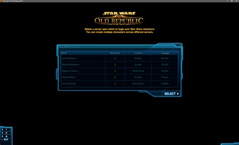 Server swtor. Click “Start a character transfer”. Select the server where the character you wish to transfer is located. Click “Choose a character from source server”. Select the character you wish to transfer. Select the server you wish to transfer that character to. Click “Next”. On this screen, you can confirm that the character is eligible. 