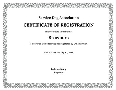 Service Dog Certificate Template 2 Templates Example Templates Example Service Dogs Dog Cards Dogs