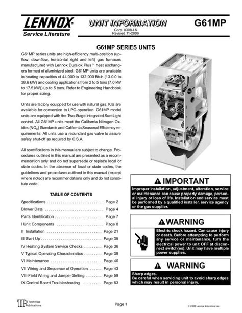 Service G61mpv Lennox Manual