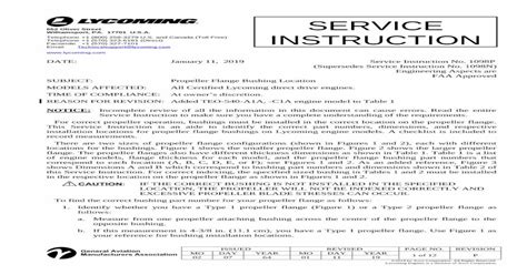 Service Instruction No. 1443S Lycoming