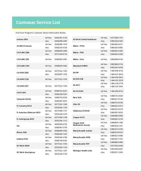 Service List Templates 6+ Free Samples, Examples Format Download