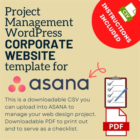 Service Provider WordPress Website ASANA Template CSV Download