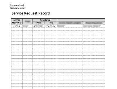 Service Request Record Standard Requirements