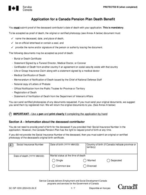 Service canada death benefit application.  Make sure to fill out the applic...