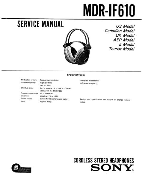 Service handbuch sony mdr if610 schnurlose stereo kopfhörer. - Os bancos no banco dos réus.