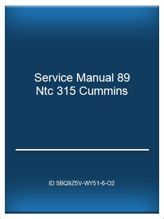 Service manual 89 ntc 315 cummins. - Beckett graded card price guide no 3.