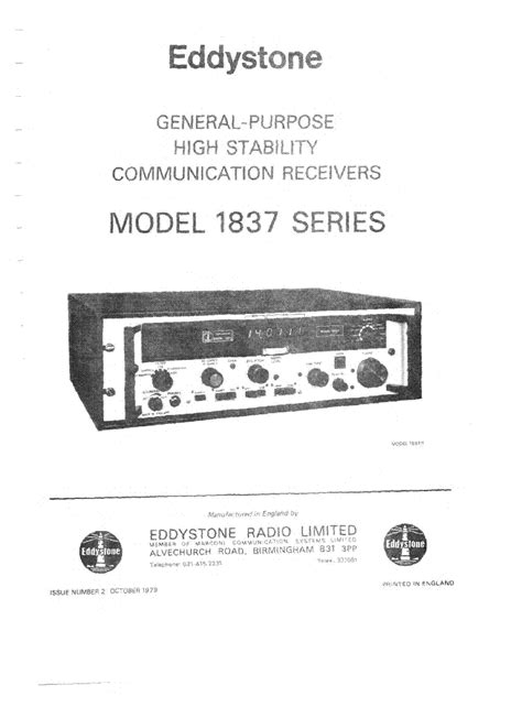 Service manual eddystone 1837 series communication receiver. - Compair hydrovane air compressor manual version.