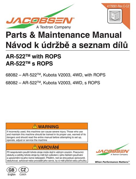 Service manual for jacobsen ar 522. - Repair manual for kubota generator 7000.