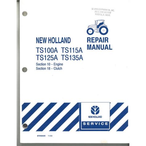 Service manual for new holland ts125a. - A naturalist guide to the gal.