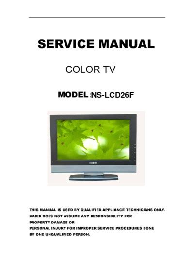 Service manual haier ns lcd26f color television. - Lg 19lv2300 19lv2300 zg led lcd tv service manual.