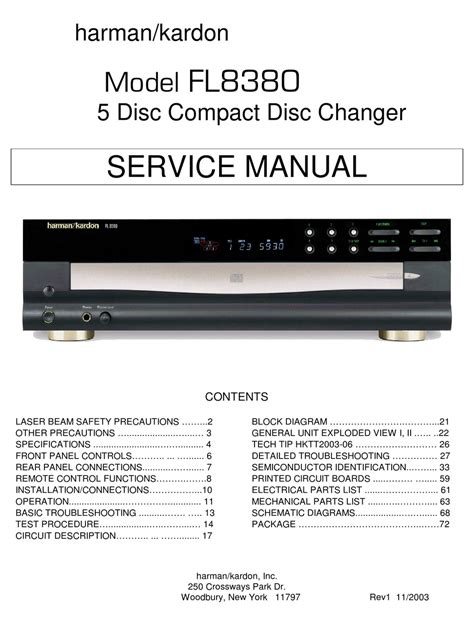 Service manual harman kardon fl8380 5 disc compact disc changer. - Instant de paix, au café de la paix.