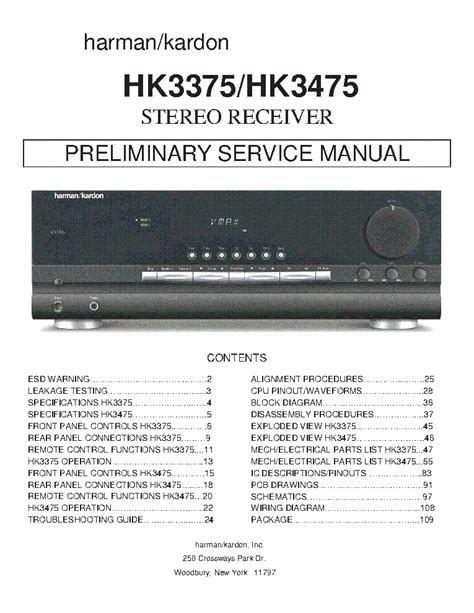 Service manual harman kardon hk3375 hk3475 stereo receiver. - Foro: a 200 anos de la revolucion francesa.