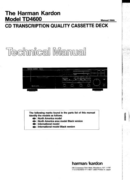 Service manual harman kardon td4600 cd transcription quality cassette deck. - Gualtiero amici tar poesia e critica..