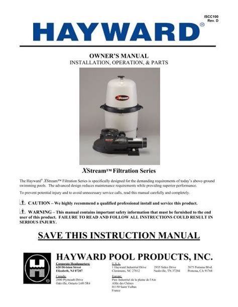 Service manual hayward xstream pool filter. - Hitachi ex55ur excavator parts catalog manual.