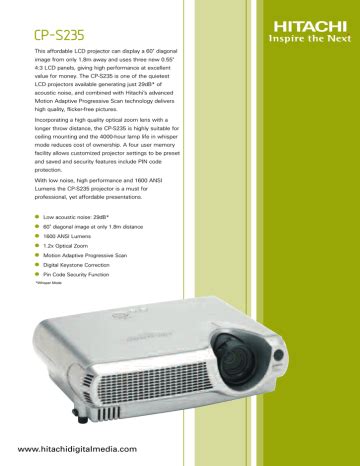 Service manual hitachi cp s235 multimedia lcd projector. - Lg 37lh4000 37lh4000 za lcd tv service manual.