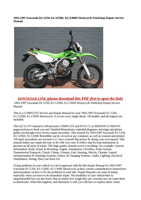 Service manual kawasaki klx 300 2002. - The classic dungeon design guide castle oldskull gaming supplement cddg1 volume 1.