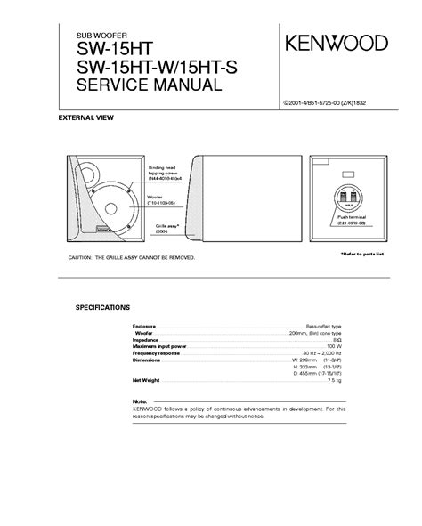 Service manual kenwood sw 15ht w sub woofer. - Manual de servicio de la caldera de gas utica.