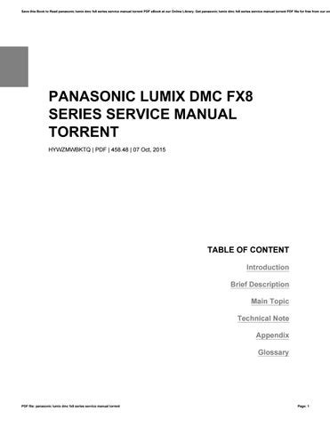 Service manual lumix panasonic dmc fx8. - Twin commander 500 series flight manual.