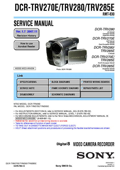 Service manual sony dcr trv270e trv280 trv285e video camera recorder. - Wiederaufnahme des strafverfahrens im deutschen und ausländischen recht.