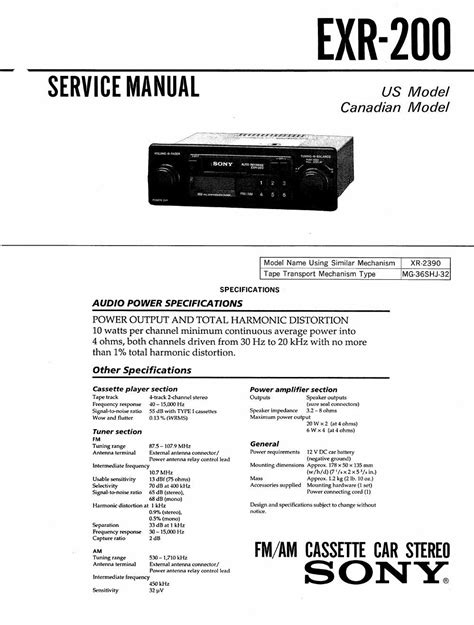 Service manual sony exr 200 fm am cassette car stereo. - En brazos de la mujer madura.