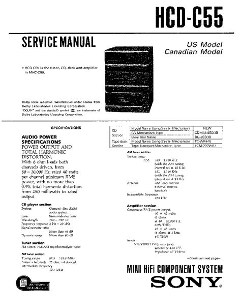 Service manual sony hcd c55 mini hi fi component system. - Pdf manual ford cam phaser recall.