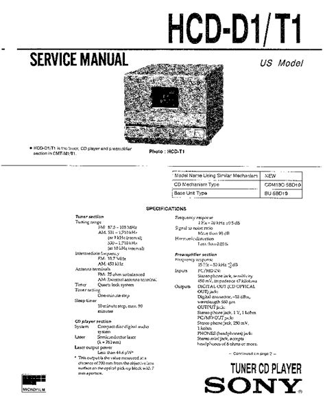 Service manual sony hcd d1 hcd t1 tuner cd player. - Changing honda 250 es to manual shift.