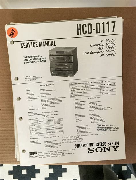 Service manual sony hcd d117 compact hi fi stereo system. - Manual de diseño del tanque rectangular de hormigón pca.