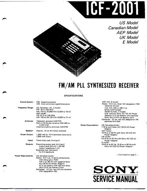 Service manual sony icf 2001 synthesized receiver. - Caps platinum mathematics grade 11 teacher s guide download.