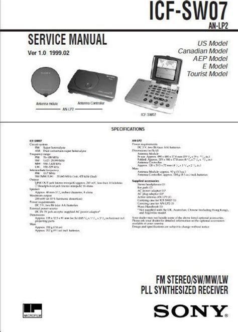 Service manual sony icf sw07 synthesized receiver. - Instruction manual for husqvarna 105 sewing machine.
