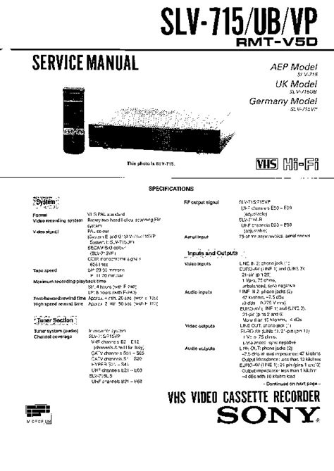 Service manual sony slv715 video cassette recorder. - Guía de estudio de ginecología williams.