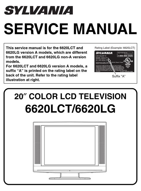 Service manual sylvania 6620lct lcd color television. - Wv polo 1 6 12v 1997 repair and service manual.