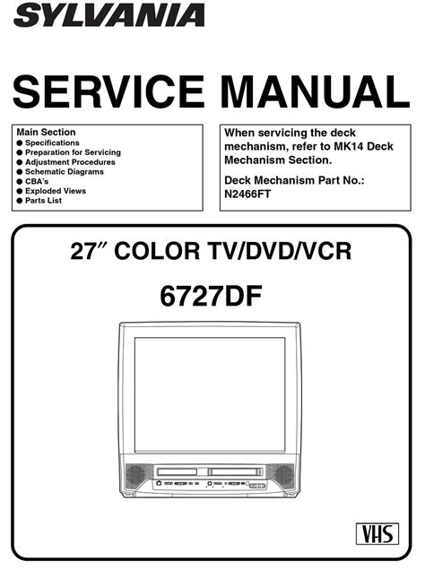 Service manual sylvania 6727df color tv dvd vcr. - Terex cedarapids jaw crusher technical manual.