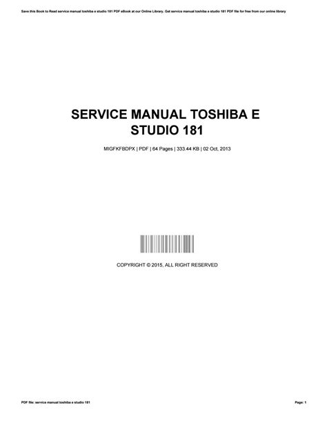 Service manual toshiba copier e studio 181. - Maling af gasser, dampe og lugte fra byggematerialer.