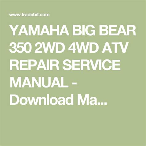 Service manual yamaha atv big bear 350. - Craig stadlers guide to better golf by craig stadler.