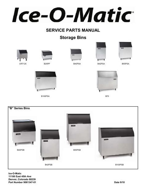 Service parts manual storage bins ice o matic. - 1966 chrysler imperial repair shop manual original.