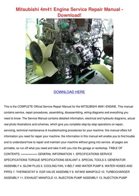 Service repair manual mitsubishi 4m41 engine. - 1998 arctic cat tigershark watercraft repair manual.