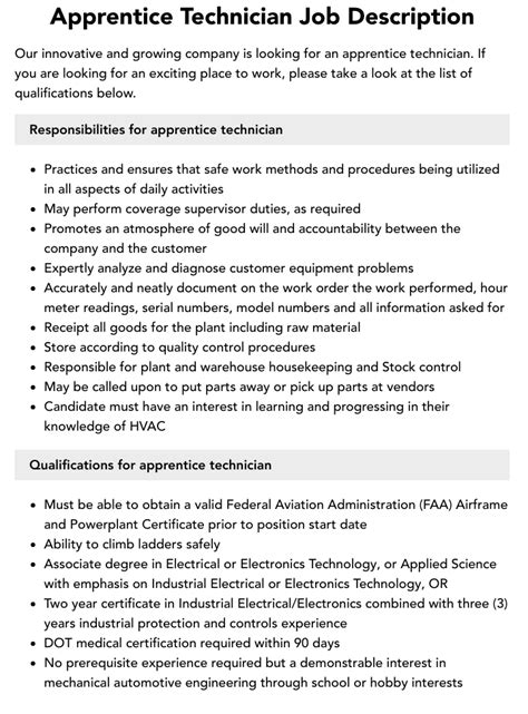 Service technician apprentice dte.  View qualifications, responsibilities, ...